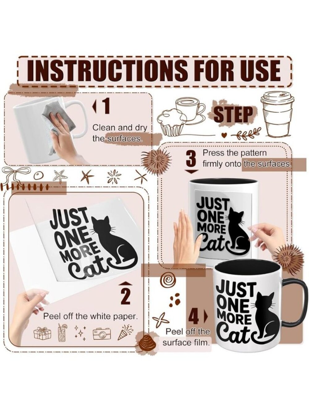 4PCS Cat Quotes UV DTF Stickers, Ideal for Versatile Daily use - G - Picture 3 of 7